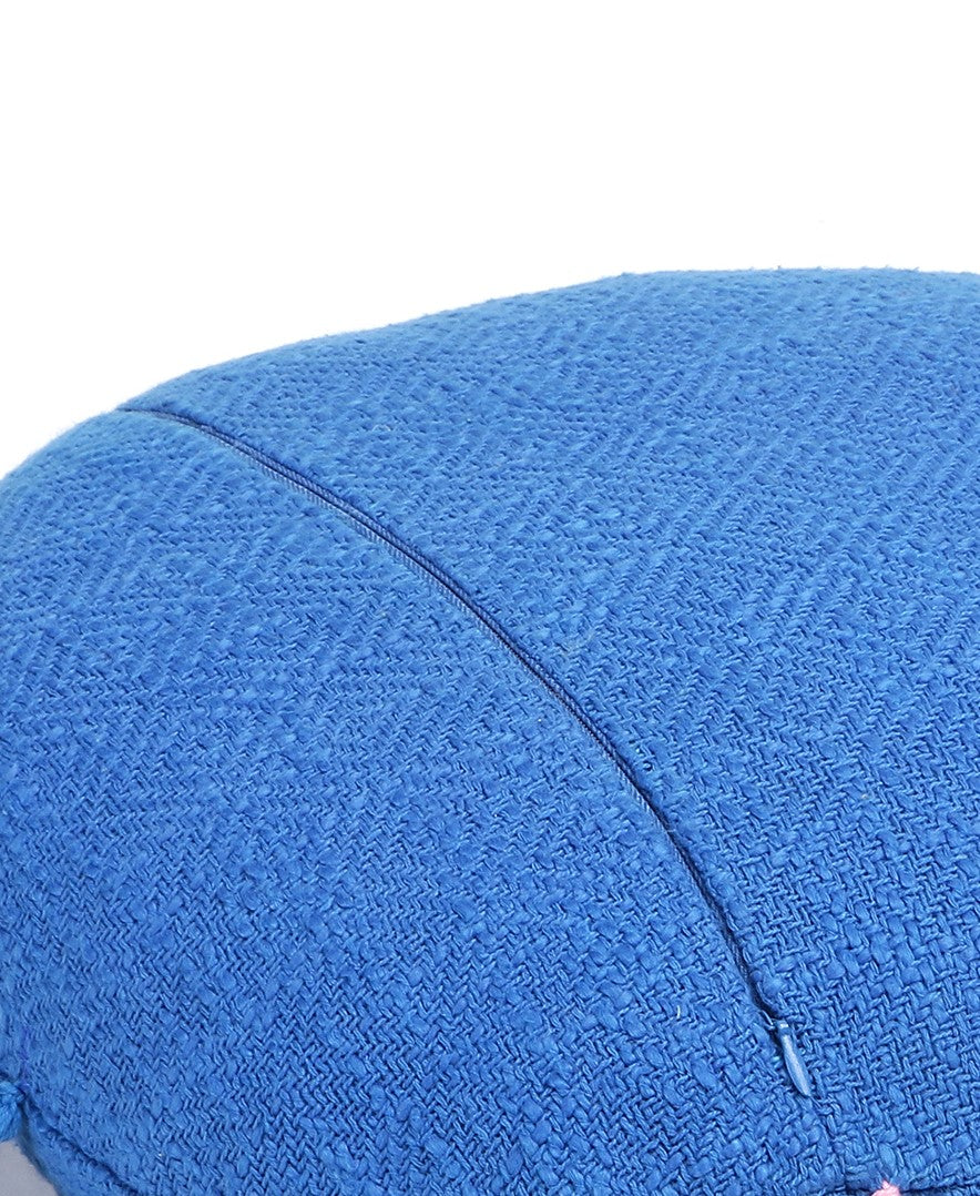 NUEVOSGHAR Pure Cotton Cushion Cover| Round Cushion Cover | Tassles Cushion Cover | Bohemian Cushion Cover | Decorative Sofa/Bed Cushion Cover (Pack of 1 Peice) (16X16 Inch)_Blue