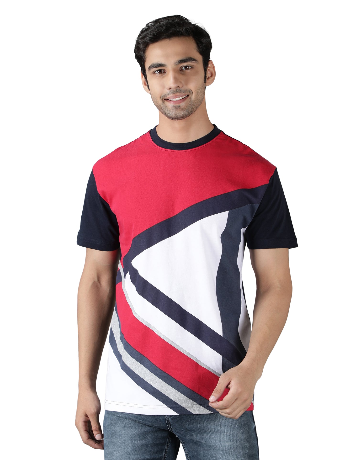 NUEVOSPORTA Men's Cotton Graphic Printed Red T-Shirt