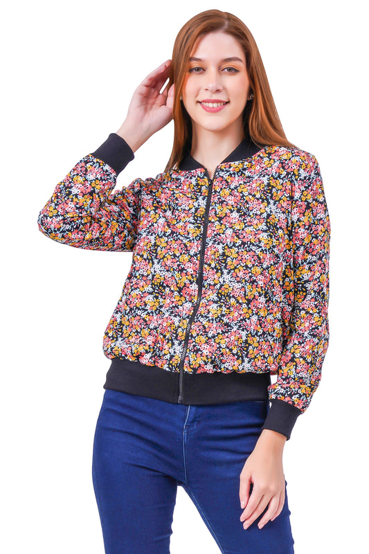 NUEVOSDAMAS FLORAL PRINTED MULTI BOMBER JACKET