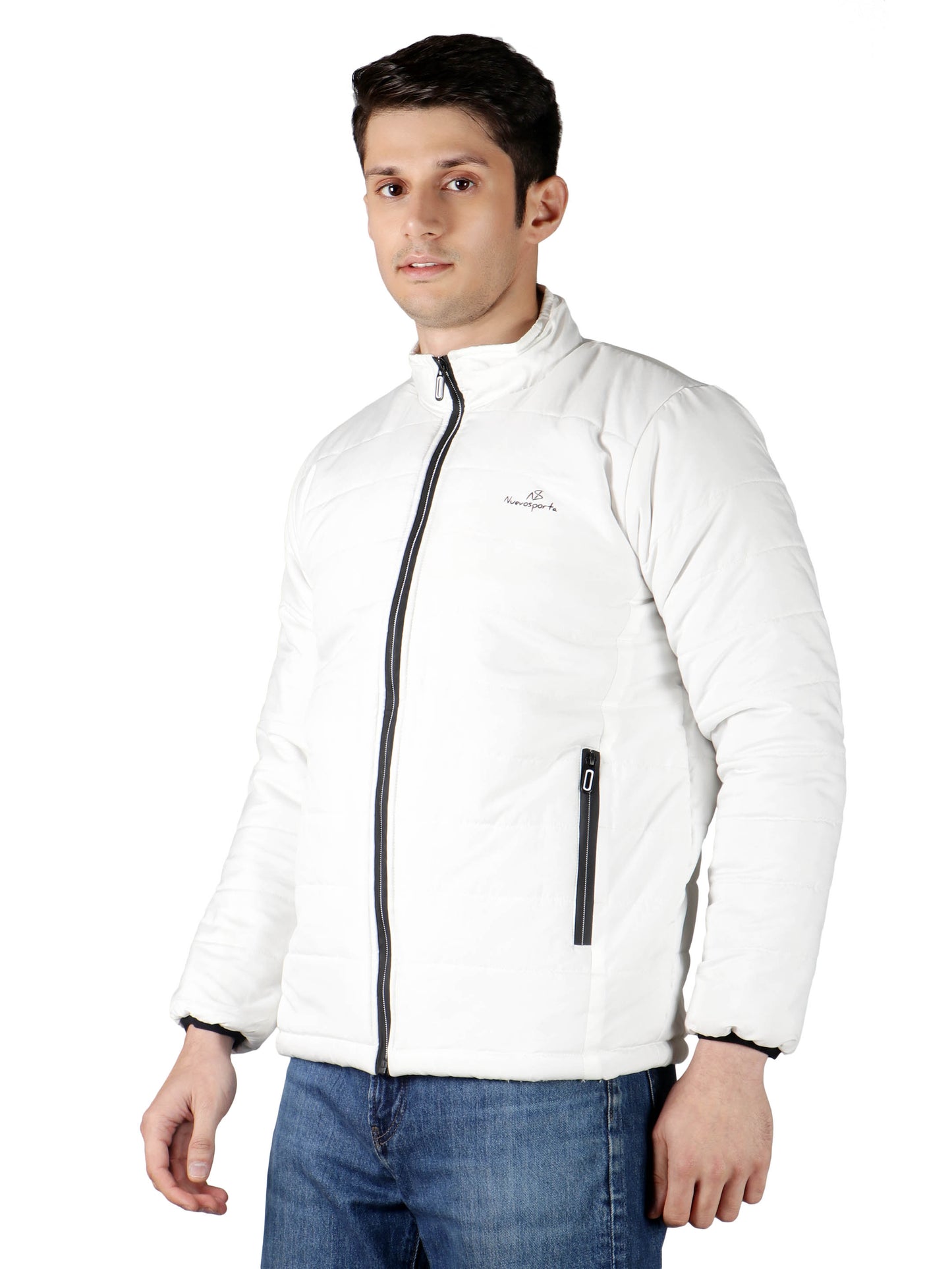 NUEVOSPORTA SOLID WHITE FULL SLEEVE MEN'S PUFFER JACKET