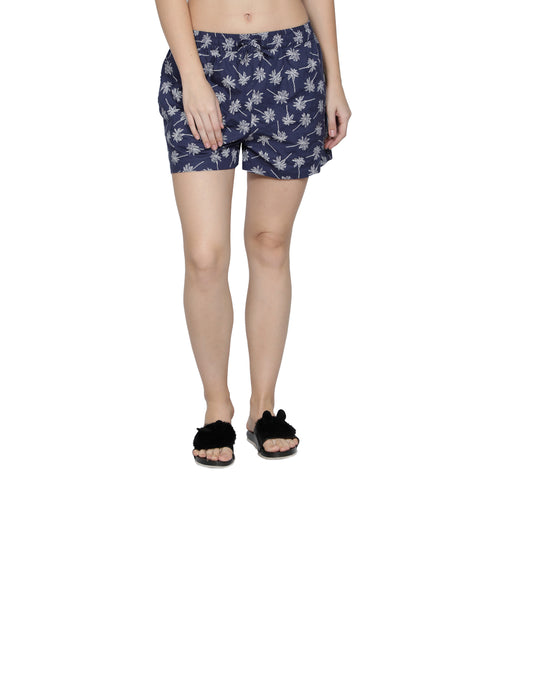 Floral Print Women Blue Boxer Shorts freeshipping - NUEVOSDAMAS