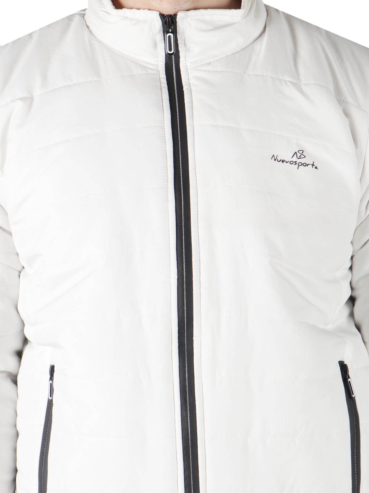 NUEVOSPORTA SOLID WHITE FULL SLEEVE MEN'S PUFFER JACKET